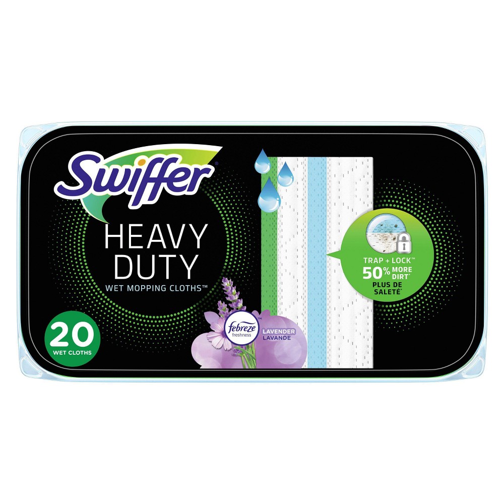 Pack of 6 pcs)) Swiffer Sweeper Heavy Duty Multi-Surface Wet Cloth Refills for Floor Mopping and Cleaning - Lavender scent - 20ct 