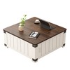 LIVAREEmlen Farmhouse Lift Top Coffee Table with Storage, Wood Square Center Table with Charging Station&USB Ports - 2 of 4