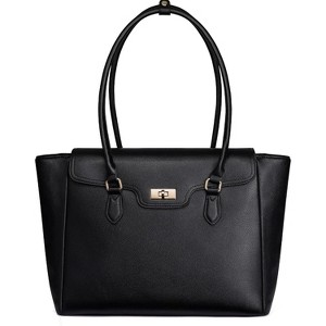 Laptop Bag for Women Soft Leather Work Bag, Office Shoulder Tote Purse with Flap Design - 1 of 4