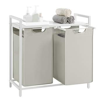 VASAGLE Laundry Hamper Laundry Basket with 2 Pull-Out Bags Laundry Sorter with Shelf