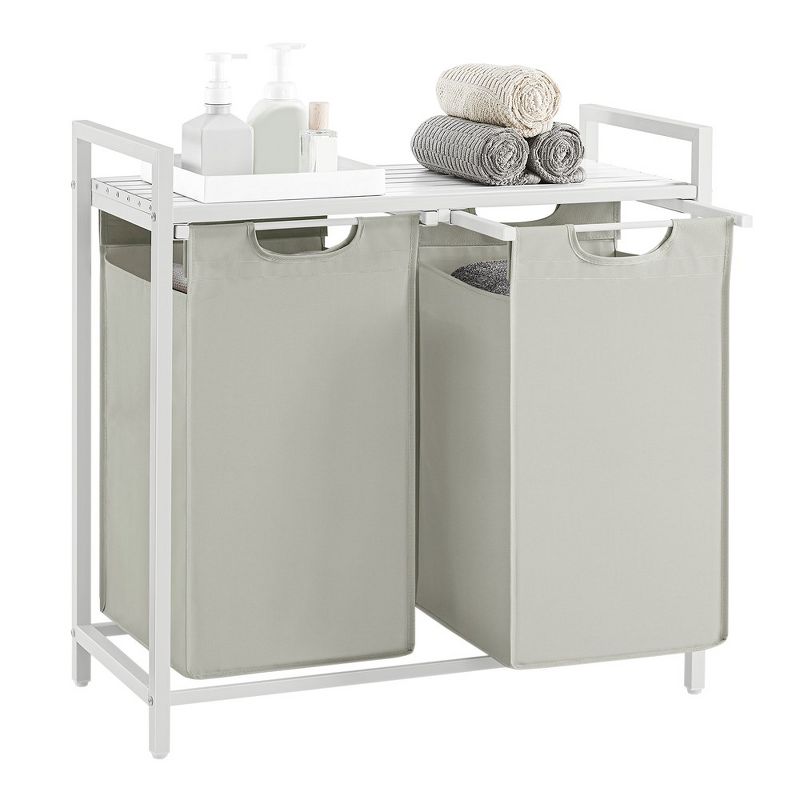 VASAGLE Laundry Hamper Laundry Basket with 2 Pull-Out Bags Laundry Sorter with Shelf, 1 of 10