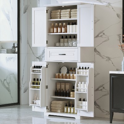 72" Bathroom Storage Cabinet, Kitchen Pantry Cabinet, Freestanding Storage Organizer with Adjustable Shelves for Living Room Bathroom Kitchen