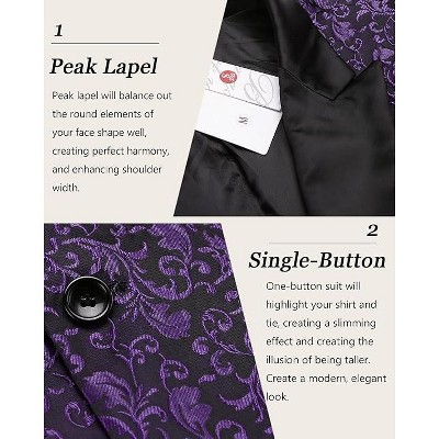 COOFANDY Mens Floral Tuxedo One Button Luxury Shiny Blazer Dinner Party Prom Wedding Suit Jacket Grey XL — фото 4