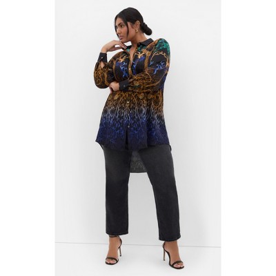 Women's Plus Size Savannah Decadence Shirt - black | CITY CHIC