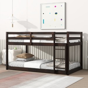 NicBex Twin over Twin Bunk Bed Wooden Bed Frame with Ladder and Full Length Guardrail, No Box Spring Required, Space saving - 1 of 4
