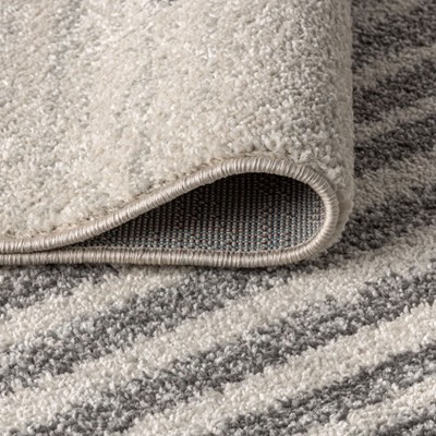 Aya 4' x 6' Gray and Ivory Striped Synthetic Area Rug