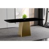 LeisureMod Quinix Modern Rectangular Dining Table for 4 to 8 People with Glass/Sintered Stone Top and Gold Stainless Steel Base - 2 of 4