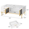 Faux Marble Coffee Table with 4 Drawers, Modern Wooden Center Table with Glass Doors - 2 of 4