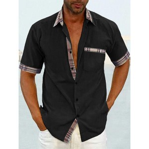 COOFANDY Mens Short Sleeve Dress Shirts Casual Wrinkle Free Shirt Plaid Collar Summer Button Down Shirts - 1 of 4