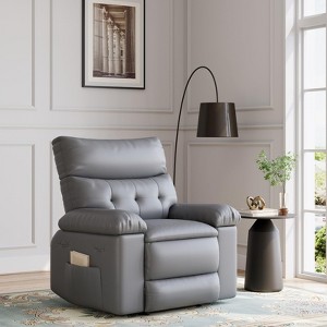 Oversized Wide Recliner Chair - Heat and Massage, PU Leather Large Manual Recliner for Adults, Comfort Lazy Chair with 1.5X Sponge Filling - 1 of 4