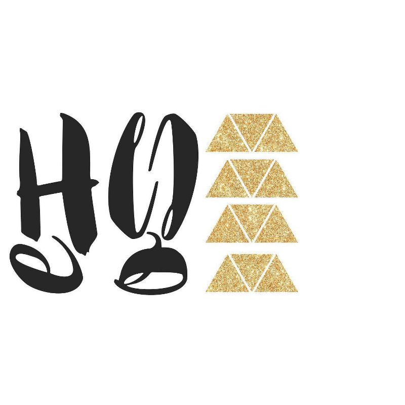 Hello Quote with Glitter Triangles Peel and Stick Wall Decal Black/Gold - RoomMates, 4 of 7