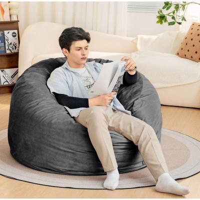 NicBex Lychee Velvet Bean Bag Chair with High-Rebound Memory Foam,Fluffy Lazy Sofa Chair for Adults,Modern Lounge Chair for Living Room