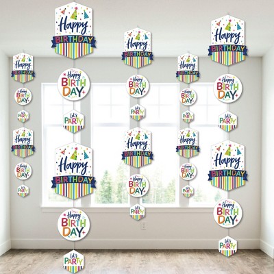 Big Dot of Happiness Cheerful Happy Birthday - Colorful Birthday Party DIY Dangler Backdrop - Hanging Vertical Decorations - 30 Pieces