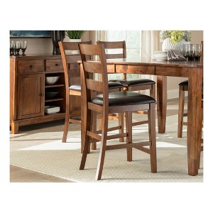 Set of 2 Kona Ladder Back Counter Height Barstools with Faux Leather seat Caramel - Intercon: Upholstered, Hardwood Frame, Spot Clean - 1 of 1