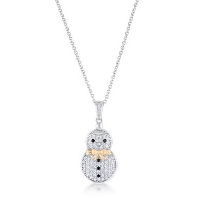ShineHigh Holiday CZ Pendant Necklaces – Christmas Tree, Snowman, and Reindeer Designs with Pave-Set Stones on Adjustable Rhodium Chains