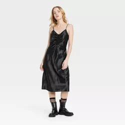 Women's Ruched Slip Dress - A New Day™ Black XXL