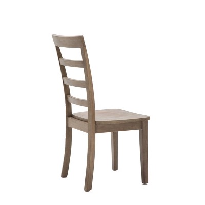 Set of 2 Gray Ladderback Rubberwood Dining Chairs