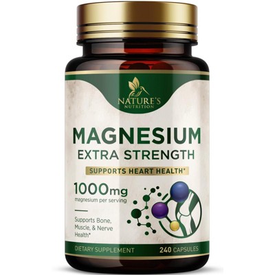 Magnesium Pills Extra Strength 1000mg - Bone, Muscle, Heart Support - Non GMO - 60 Capsules;120 Capsules;180 Capsules;240 Capsules