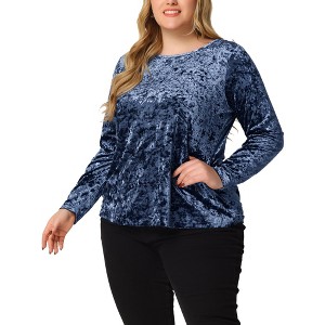 Agnes Orinda Women's Plus Size Velvet Long Sleeve Festival Fashion Top - 1 of 4