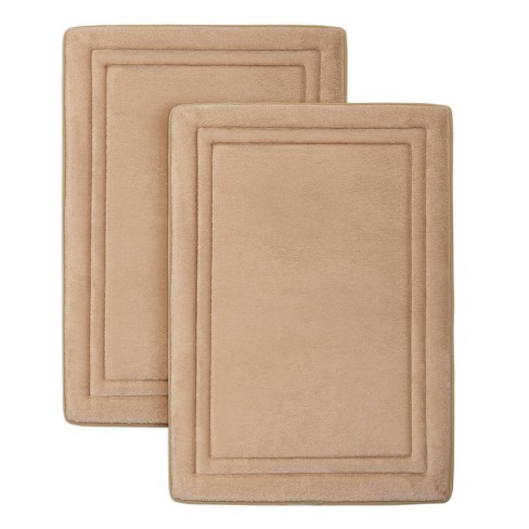 2pc Quick Drying Memory Foam Framed Bath Mat With Griptex Skid