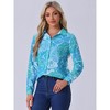 Allegra K Women's Point Collar Long Button Sleeve Button Down Floral Shirt - 2 of 4