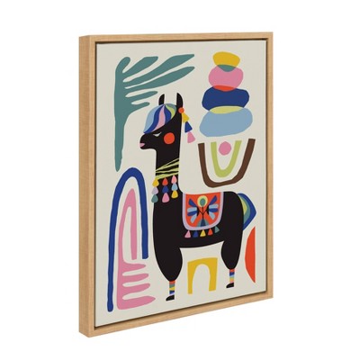 24" x 18" Colorful Abstract Llama Canvas Print for Kids
