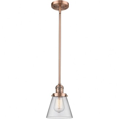 Cone - 1 Light Stem Hung Mini Pendant In Industrial Style-8 Inches Tall and 6 Inches Wide