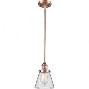 Cone - 1 Light Stem Hung Mini Pendant In Industrial Style-8 Inches Tall and 6 Inches Wide - 1 of 1