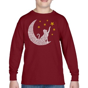 LA Pop Art Cat Moon - Boy's Word Art Long Sleeve T-Shirt - 1 of 4