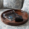 KINWELL Round Black Walnut Wood Serving Tray Ottoman Tray with Handles - 3 of 4