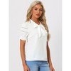 INSPIRE CHIC Women's Bow Tie Collar Elegant Office Short Sleeve Blouse - 2 of 4
