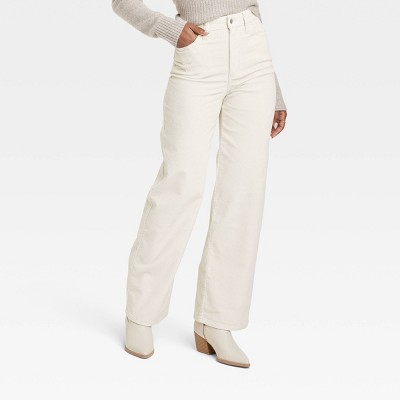 Women's High-Rise Corduroy Wide Leg Jeans - Universal Thread™ Cream 00