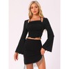 INSPIRE CHIC Women's Flounce Long Sleeve Ruched Tie Back Lightweight Crop Top - image 3 of 4