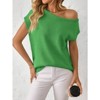 Coolmee Women's Knit Off The Shoulder Tops Summer Casual Short Sleeve Beach Vacation Tops - 3 of 4
