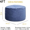 4FT Velvet Bean Bag Chair – Foam-Filled Round Lounger for Adults & Teens, Plush Soft Seating for Living Room, Dorm, or Lounge Areas - 3 of 4