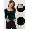 Allegra K Women's Velvet Cropped Long Sleeves Party Square Neck Top - 2 of 4