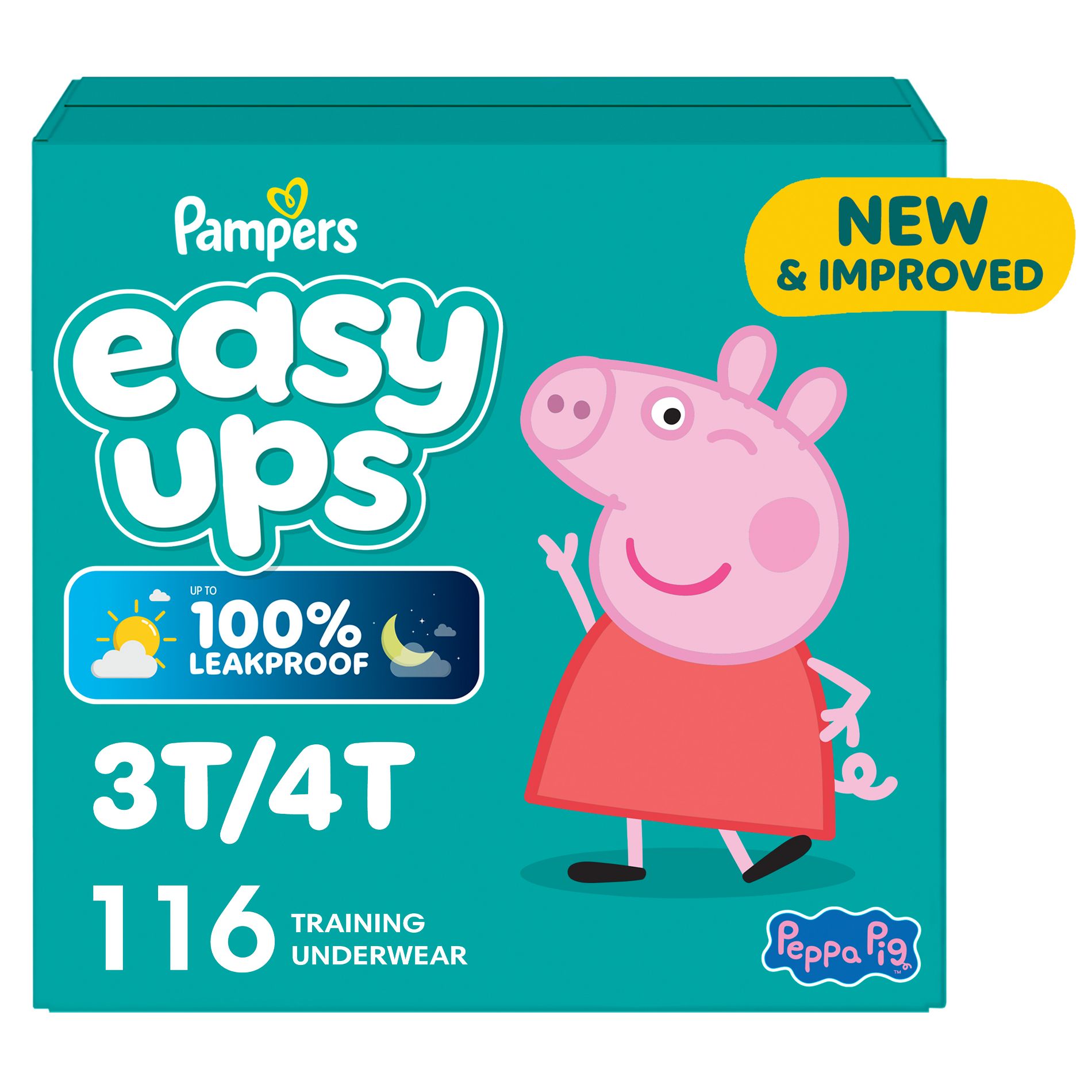 Easy Ups Girls' Disposable Training Underwear - 3T-4T - 116ct: Elastic Stretch Sides, Paraben-Free