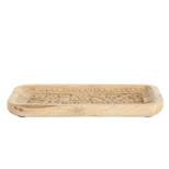 10" x 6" Handcarved Mango Wood Tray with Intricate Floral Designs Natural - Storied Home