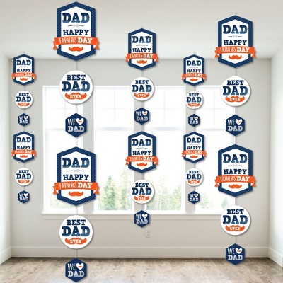 Big Dot of Happiness Happy Father's Day - We Love Dad Party DIY Dangler Backdrop - Hanging Vertical Decorations - 30 Pieces