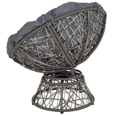 Silver Wicker and Rattan 360 Swivel Papasan Patio Chair