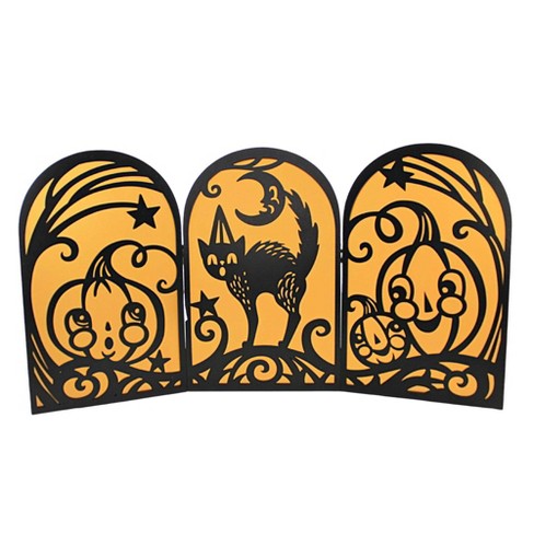 Bethany Lowe Designs, Inc. Halloween 12.0" Spooky Tabletop Screen Black Cat Pumpkin Bethany Lowe Designs, Inc.  -  Decorative Sculptures - image 1 of 4