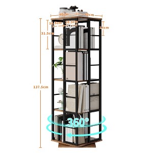 Rotating Bookcase 4-Tier Corner Shelf 54" Tall 360° Spinning Organizer with Metal Frame, Narrow Space-Saving Bookshelves for Living Room, Bedroom - 1 of 4