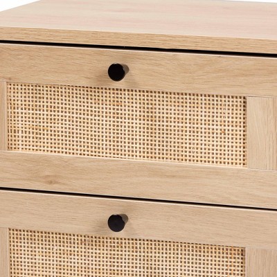 Sherwin Light Brown and Black 2-Drawer Rattan Accent Table