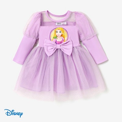 Disney Princess Baby Toddler Girl Flutter Long Sleeves Tulle Dress Birthday Party Costume