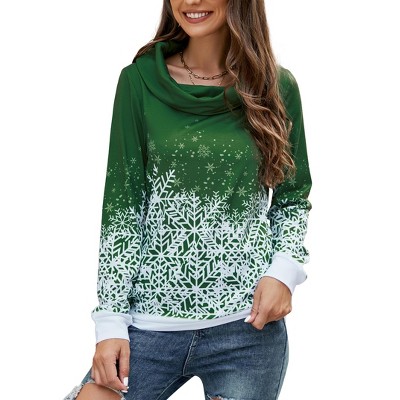 Women's Sweatshirt Snow Print Hoodie Pullover Casual Long Sleeve Tops