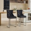 Kumasinova Mid-Century Velvet Counter Height Bar Stools Set of 2, Chrome Metal Base Counter Stools with High Back, Farmhouse Counter Height Stools - 2 of 4