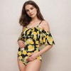 Anna-Kaci Swim Women's Lemon Print Off-Shoulder Maternity Swimsuit with Ruffle Overlay and Adjustable Spaghetti Straps - 3 of 4