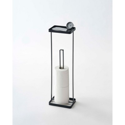 Black Metal Toilet Paper Stand with Tray, 20.47" Height