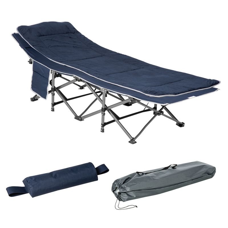 Outsunny Folding Camping Cot Adults, Double Layer Heavy Duty Sleeping Cots with Carry Bag, Portable Outdoor Lightweight Cot Bed, 4 of 7