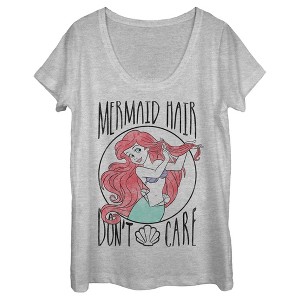 Women's The Little Mermaid Ariel Hair Don't Care Scoop Neck - 1 of 4